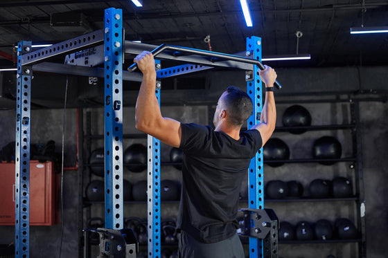 Garage Gear pull up bar with straight, parallel, and 30° angled grips.